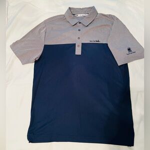 Travis Mathew Men's Blue and Gray Polo Shirt